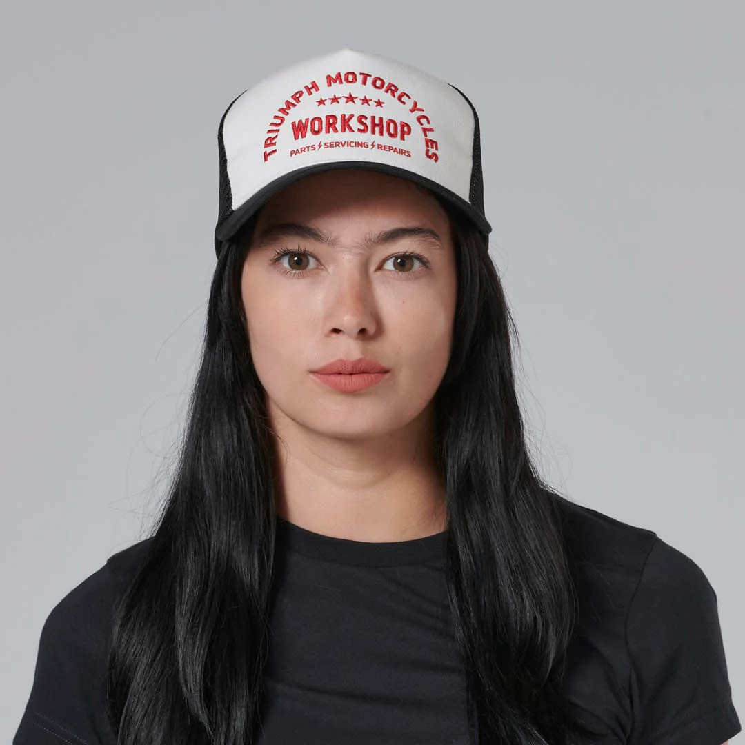 Triumph Workshop Bone & Black Trucker Baseball Cap - Image 4